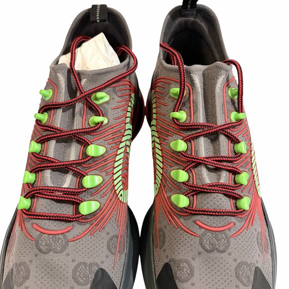 Gucci Ultrapace GG Monogram Sneakers Red Green Web Neon Men’s Size 12 New main image 9